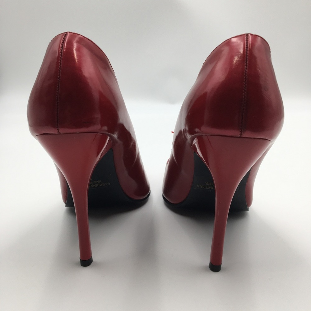 Vintage 4” Deep Red Fredericks of Hollywood Faux Leather Stilettos Size 10 👠🔥 - Picture 3 of 16